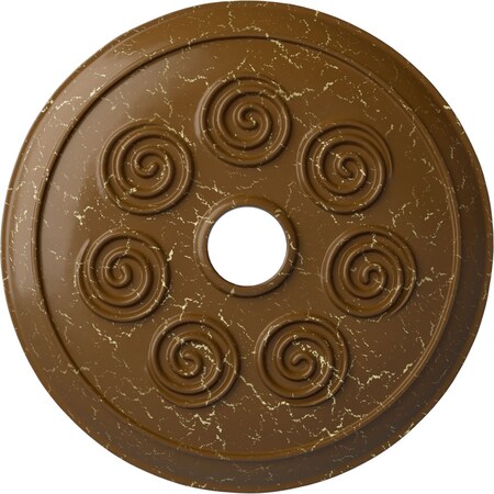 Ekena Millwork Spiral Ceiling Medallion (Fits Canopies up to 4"), 25 1/4"OD x 4"ID x 2"P, Smokey Topaz Crackle CM25SPSTC